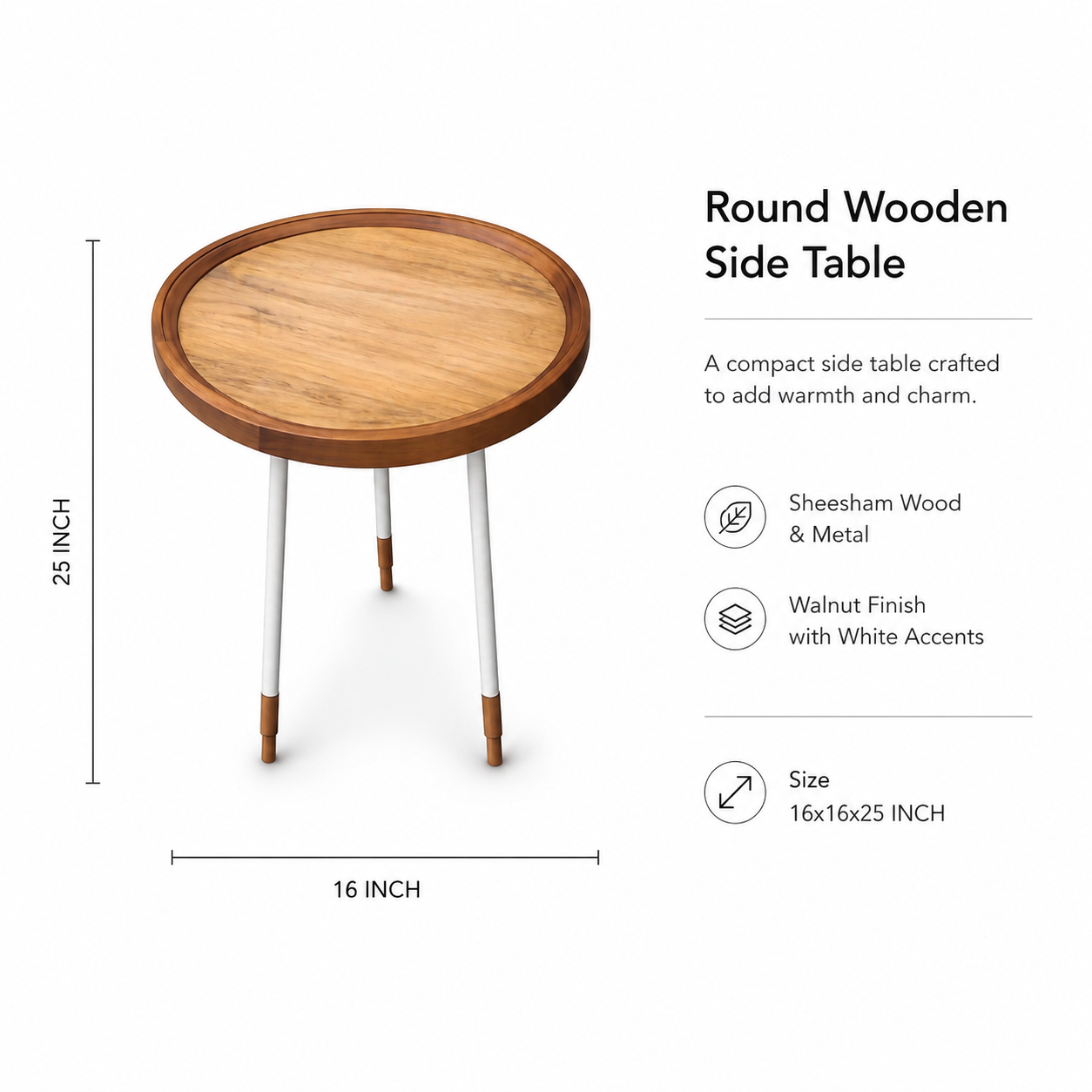Modern Accent End Table with Tray Top