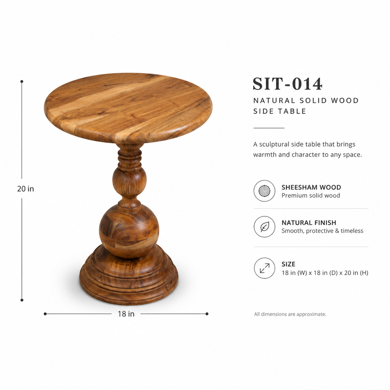 Handcrafted Pedestal End Table