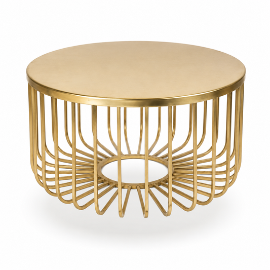 Luxury Metal Accent Table with Sculptural Wire Base