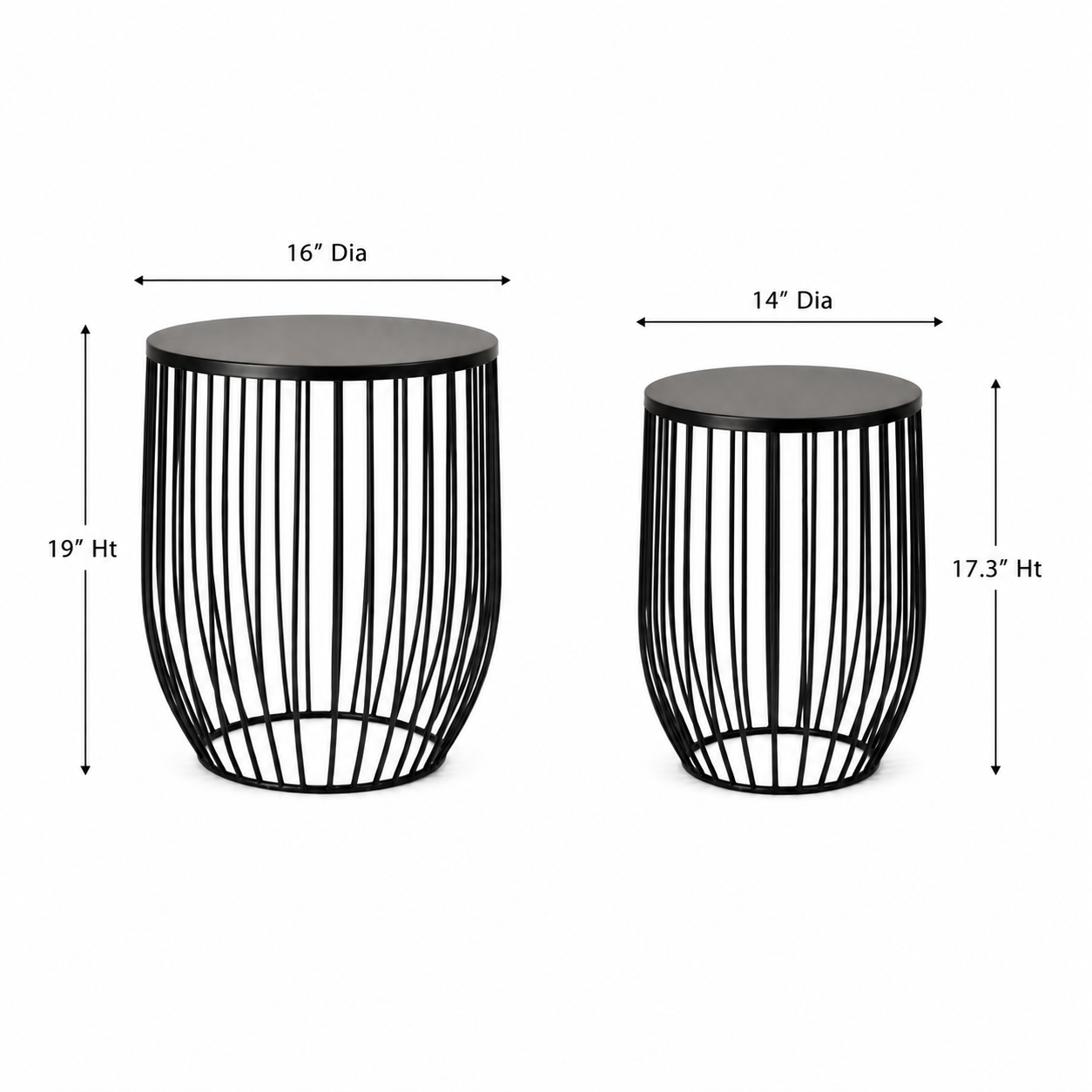 Set of 2 Black Metal Wire Accent Tables