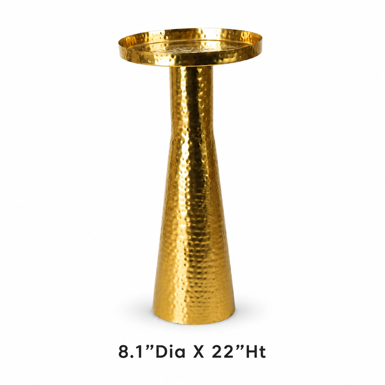 Hammered Gold Metal Pedestal Side Table