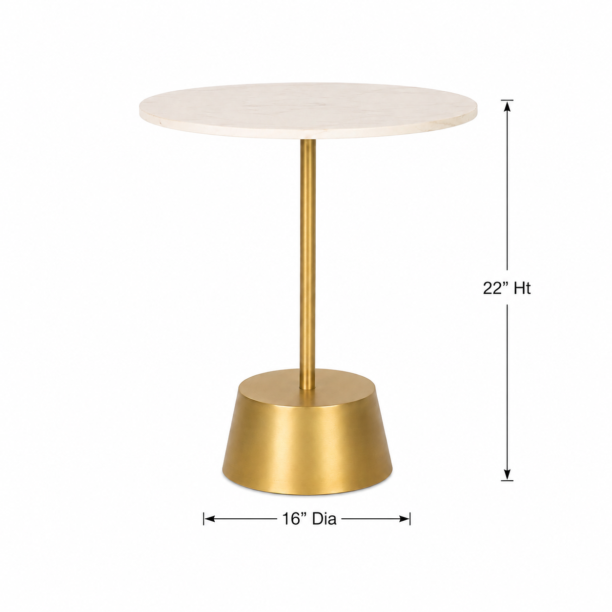 Modern White Marble & Gold Accent Side Table