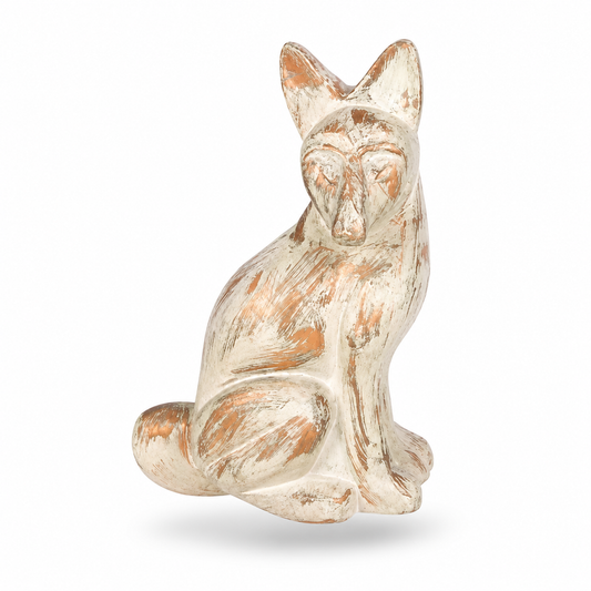 Distressed White Fox Sculpture