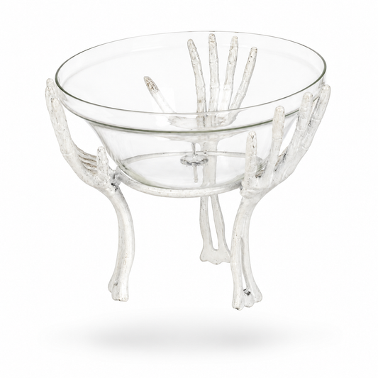Halloween Skeleton Hand Glass Serving Bowl