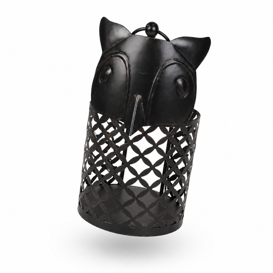 Decorative Owl Metal Lantern Candle Holder