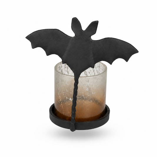 Halloween Bat Candle Holder with Mercury Glass