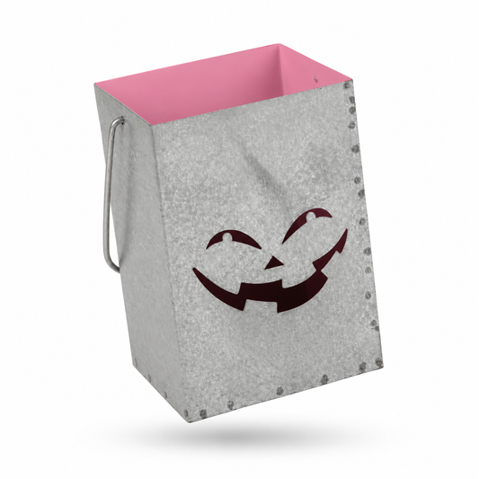Galvanized Metal Halloween Pumpkin Lantern Bucket