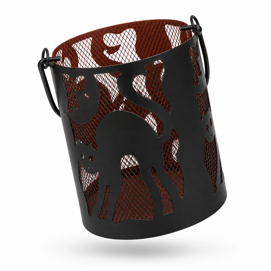Halloween Black Cat Metal Lantern Bucket
