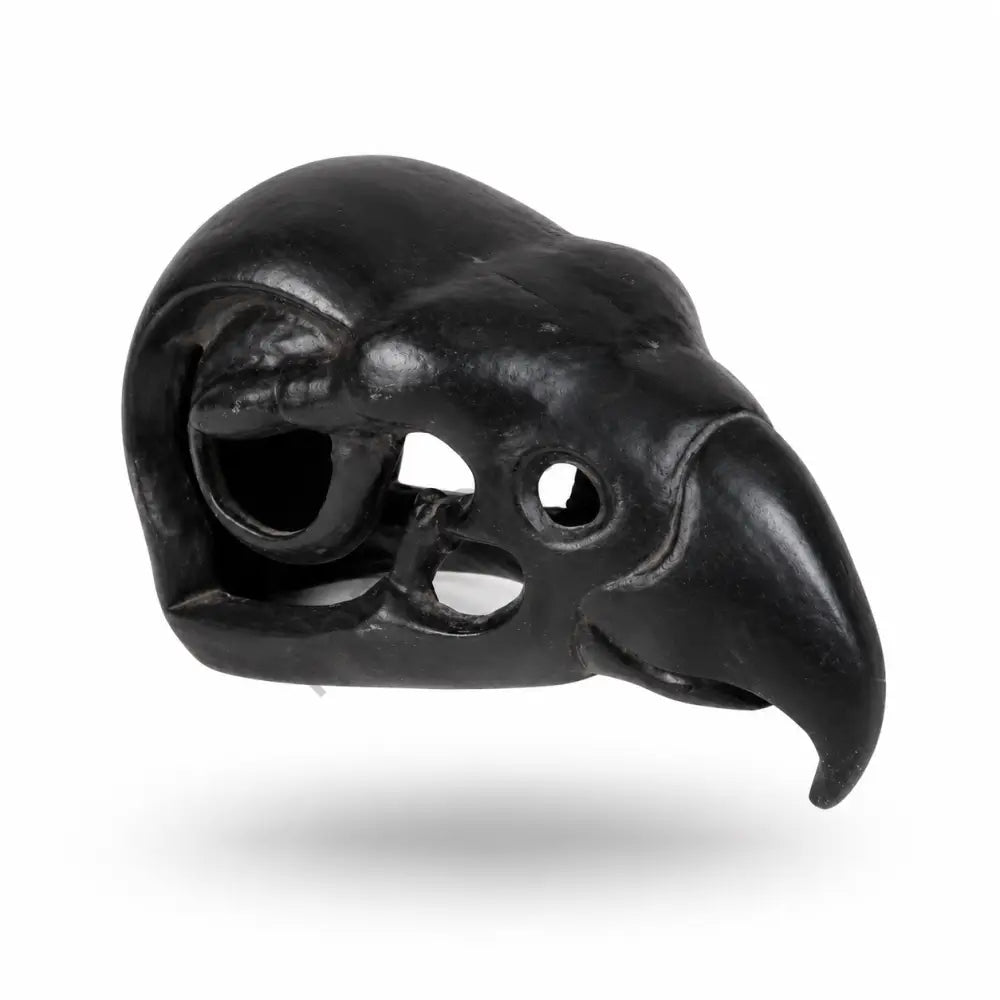 Black raven skull decorative sculpture showpiece with matte black finish for gothic home decor. - 2