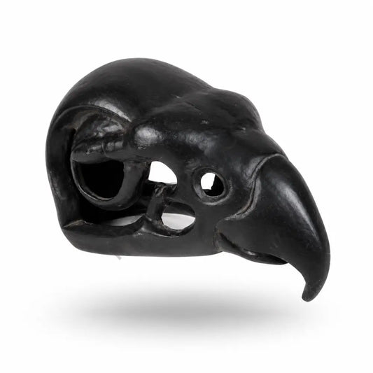 Black raven skull decorative sculpture showpiece with matte black finish for gothic home decor. - 2