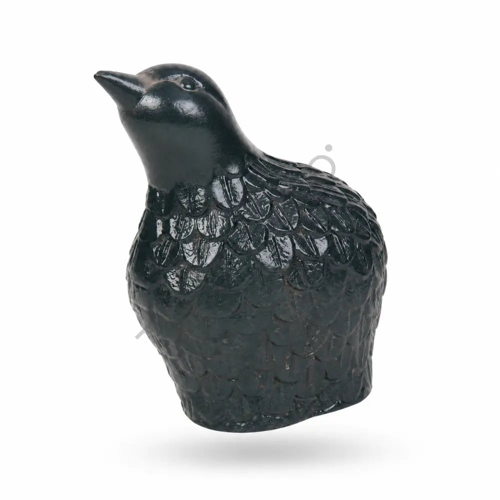 Elegant black ceramic bird-shaped vase with glossy finish and textured feather detailing for modern home decor. - 2