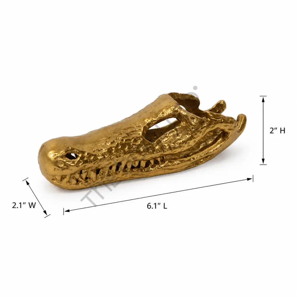 Gold crocodile skull decorative showpiece for modern home and office decor. - 3