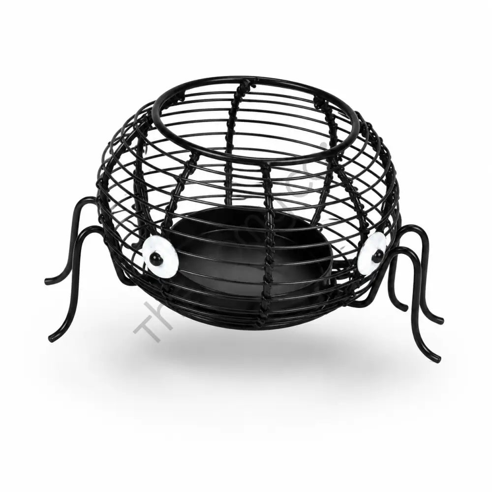 Black metal spider-shaped wire tealight candle holder for spooky Halloween home decor. - 2