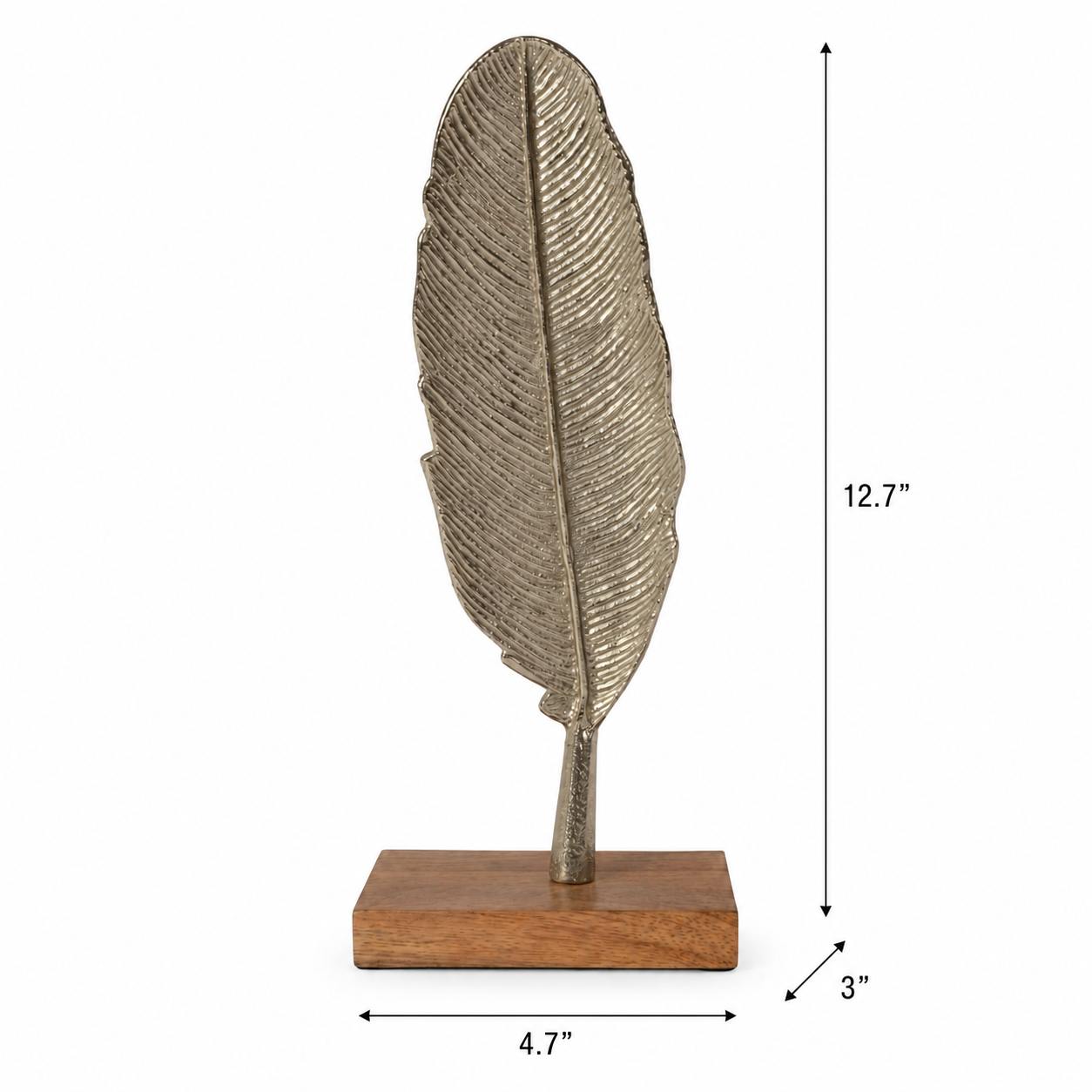 Metal Leaf Sculpture on Wooden Base