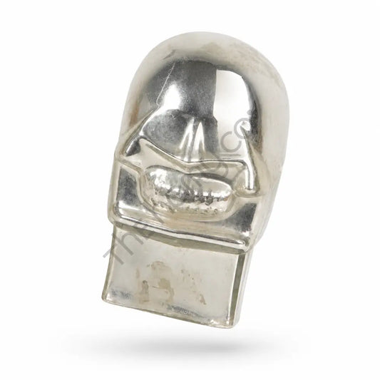 Modern abstract silver glass face sculpture for contemporary home and office tabletop decor. - 2