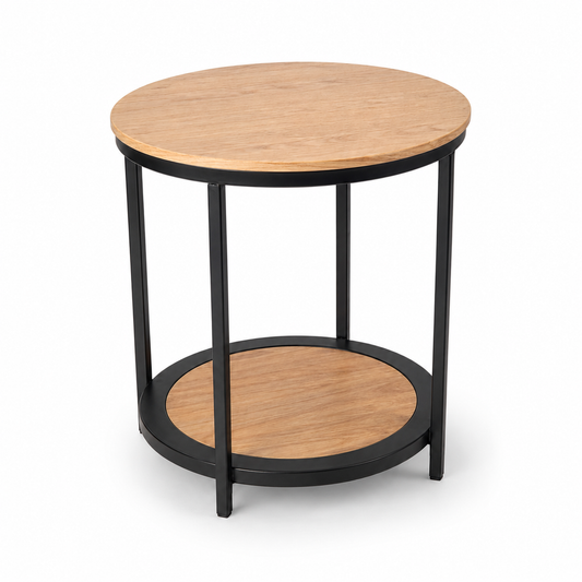 2-Tier Round End Table with Storage Shelf