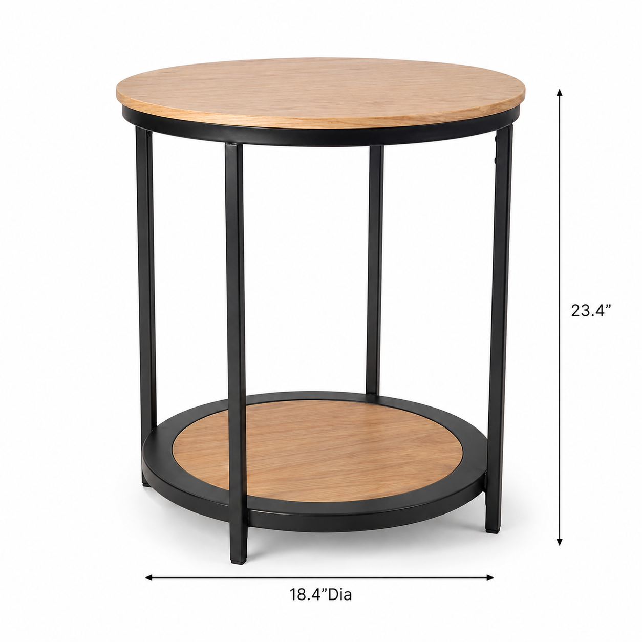 2-Tier Round End Table with Storage Shelf
