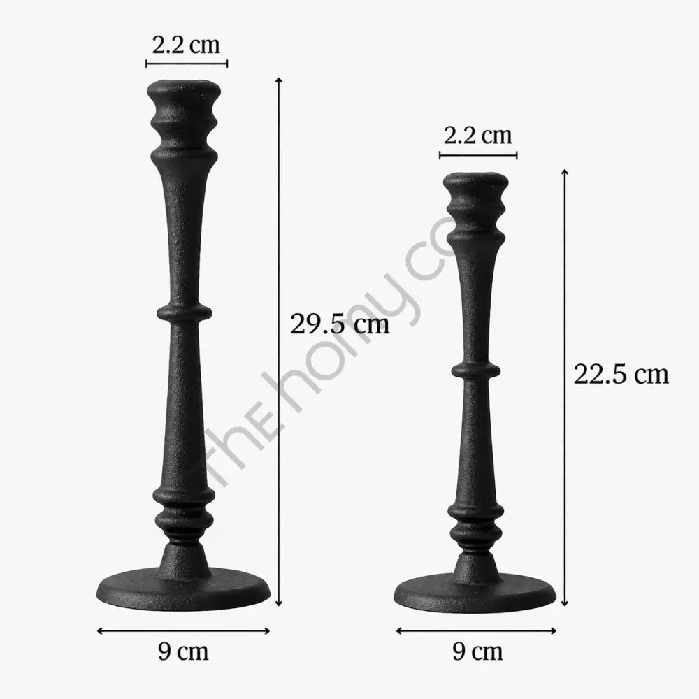 Traditional Black Candle Holder Set | Metal Taper Candle Stand for Dining Table Decor - Candle Holders