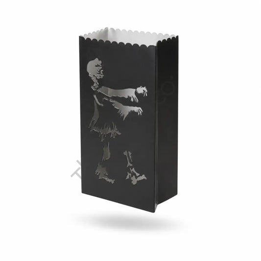 Black metal zombie silhouette Halloween lantern treat bag for spooky indoor decor. - 2