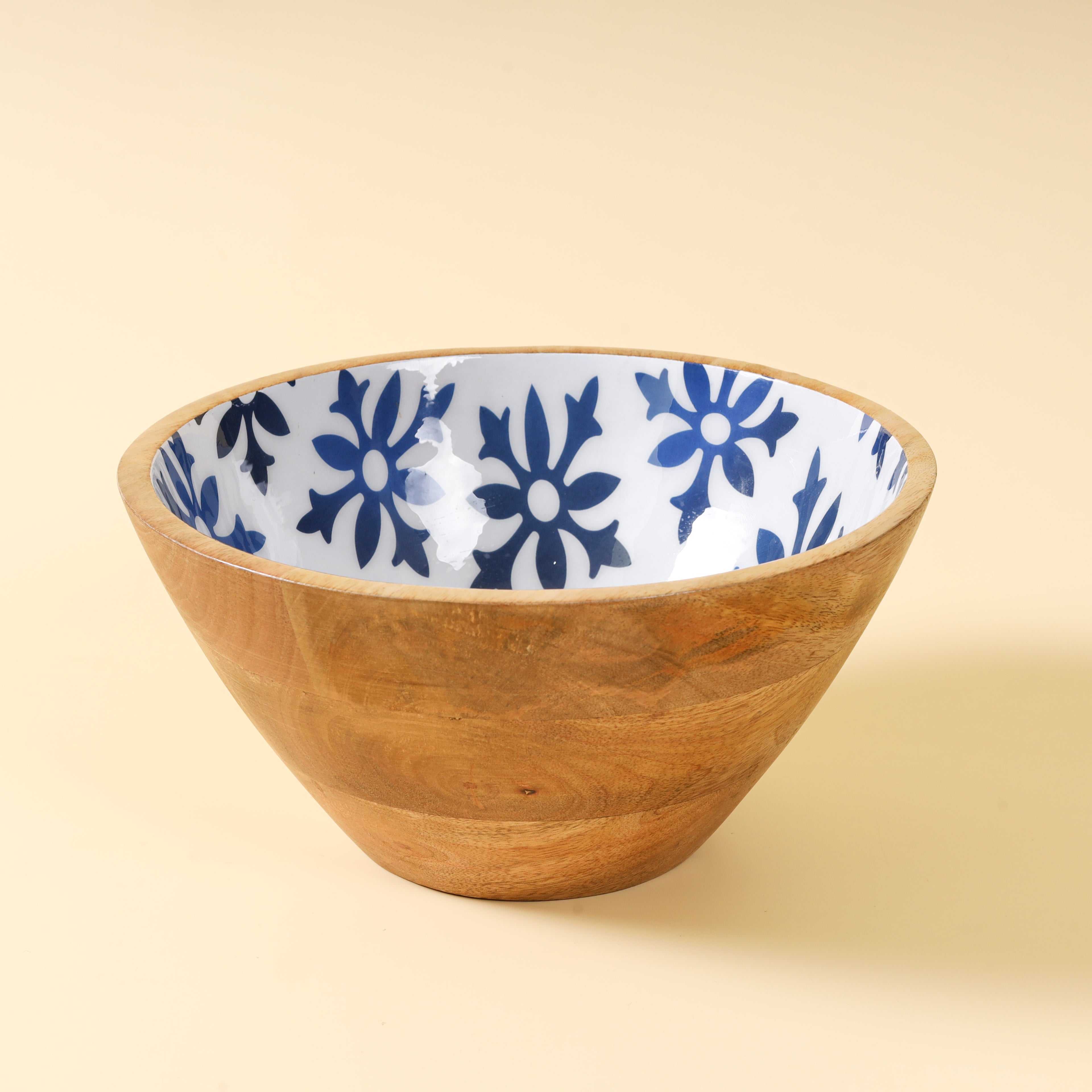 Handmade Wooden Serving Bowl with Ceramic Interior - Serving Bowl