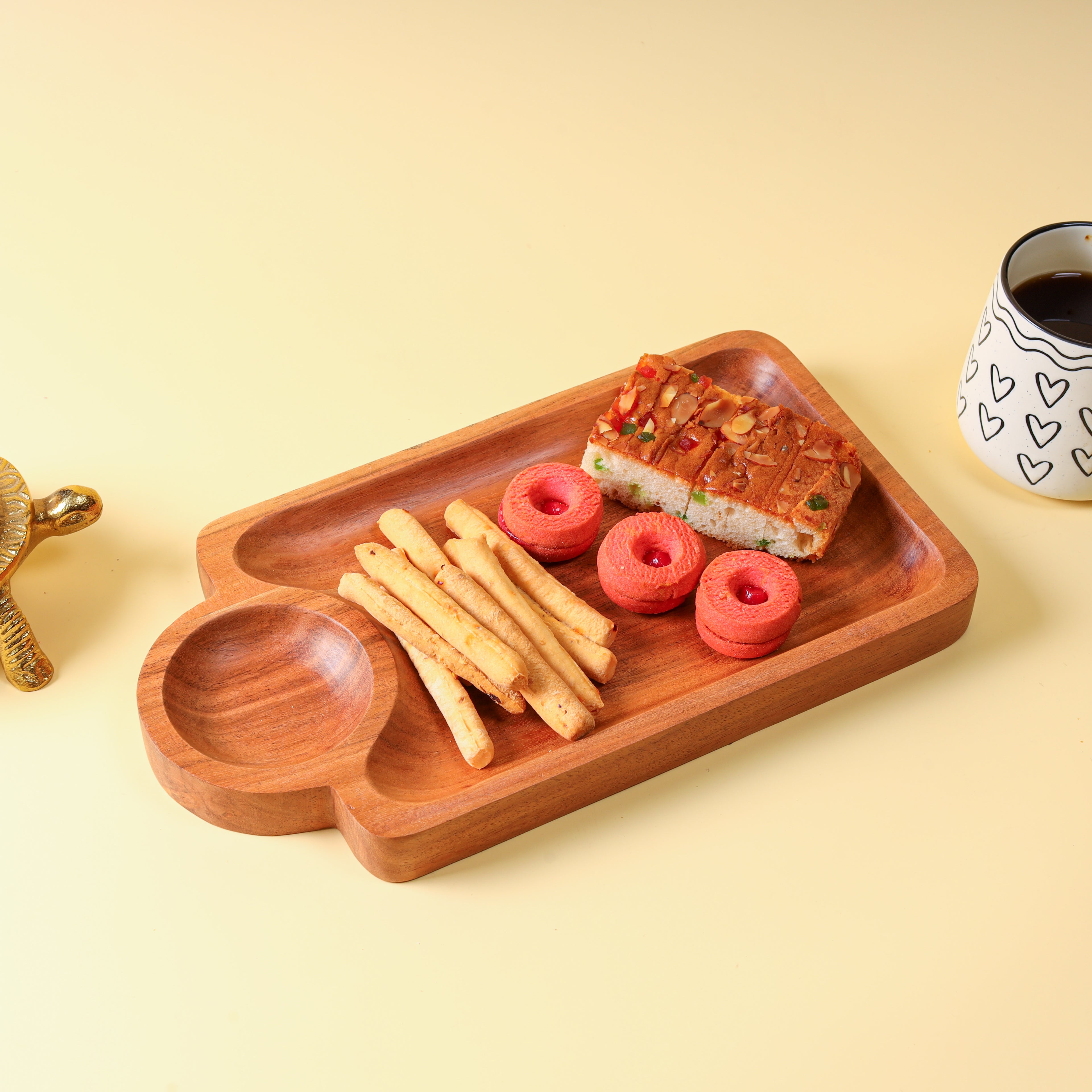 Wooden Serving Platter with Dip Bowl | Snack & Appetizer Wooden Platter