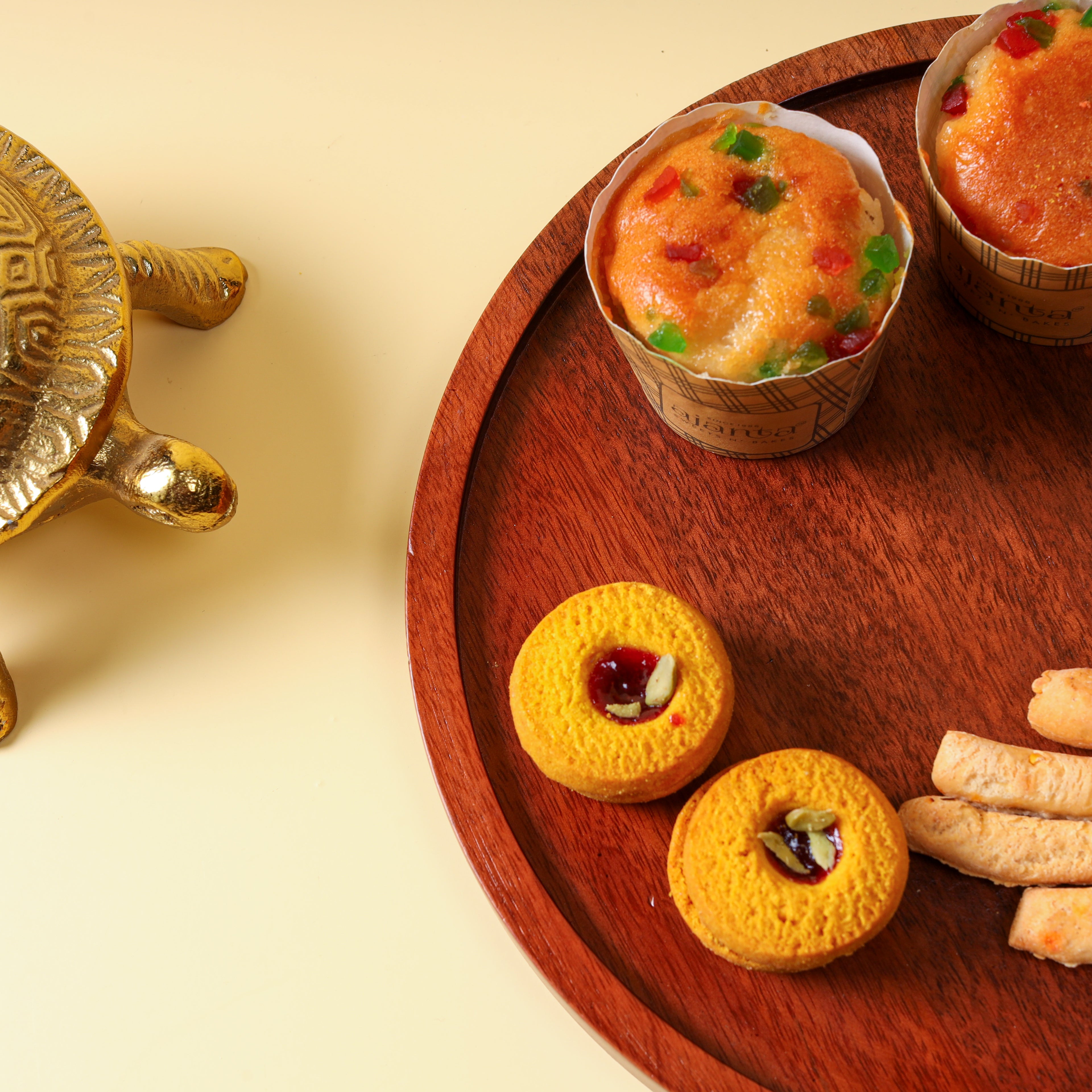 Premium Round Wooden Tray for Serving Snacks & Tea etc.