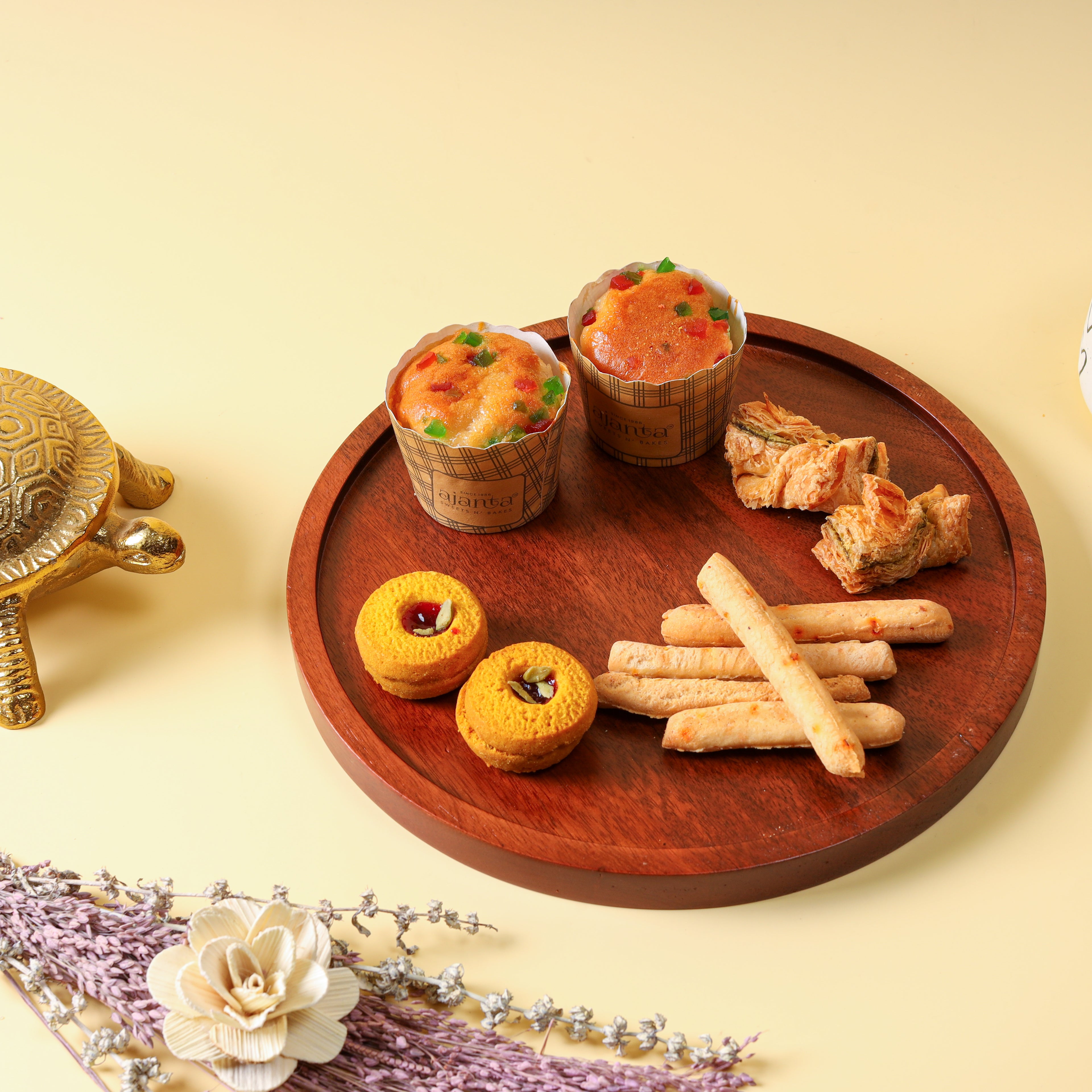 Premium Round Wooden Tray for Serving Snacks & Tea etc.