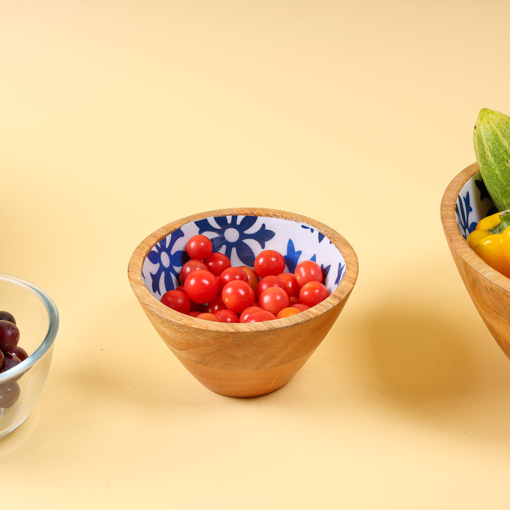 Handmade Wooden Serving Bowl with Ceramic Interior - Serving Bowl