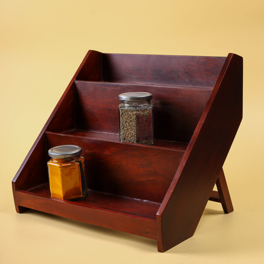 Wooden Spice Rack Organizer | 3-Tier Kitchen Countertop Storage Shelf