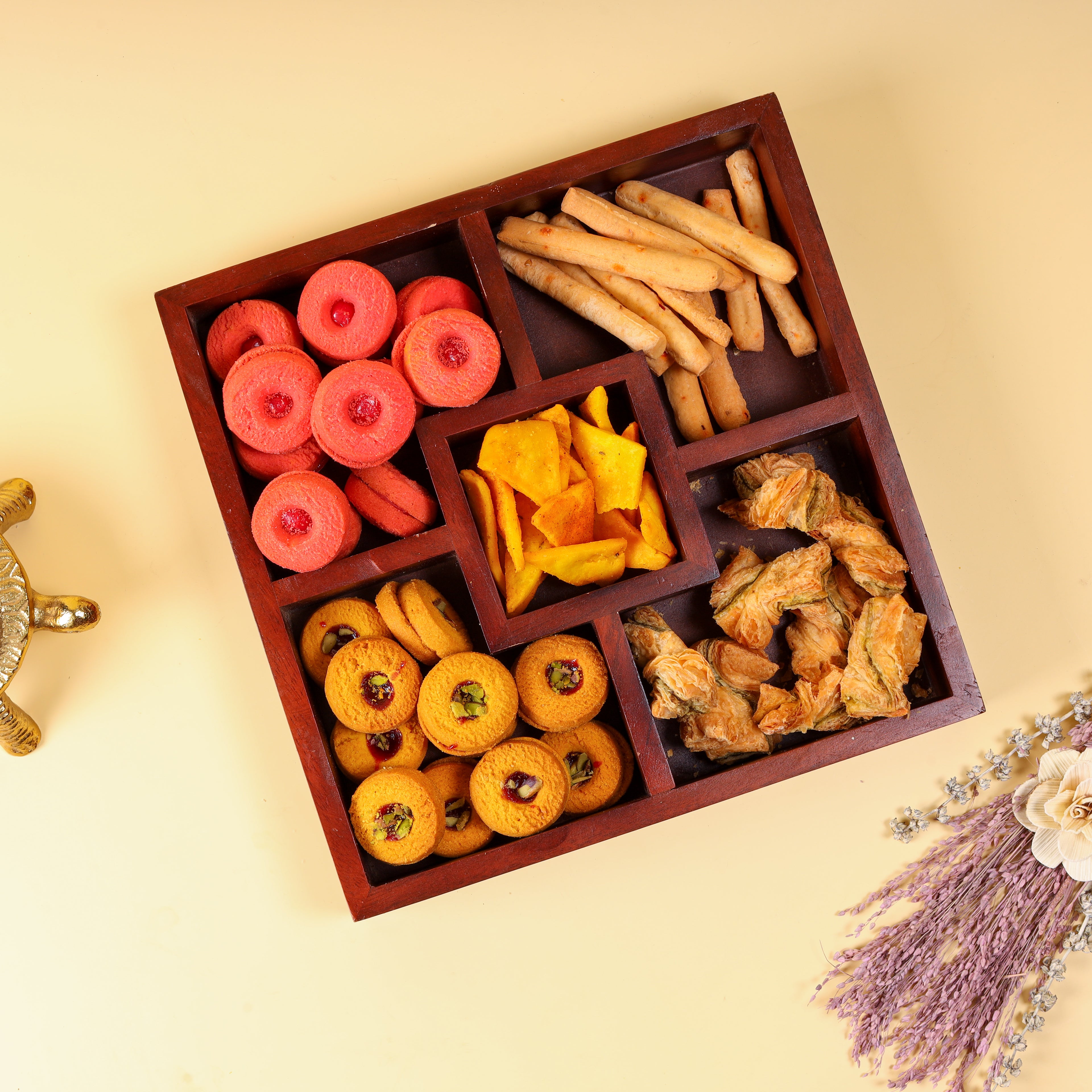 Wooden Compartment Platter | Decorative Wooden Serving Tray