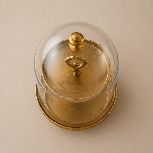 2-Tier Cake Stand with Glass Dome | Gold Dessert Display Stand for Cupcakes & Pastries - Cake Stands