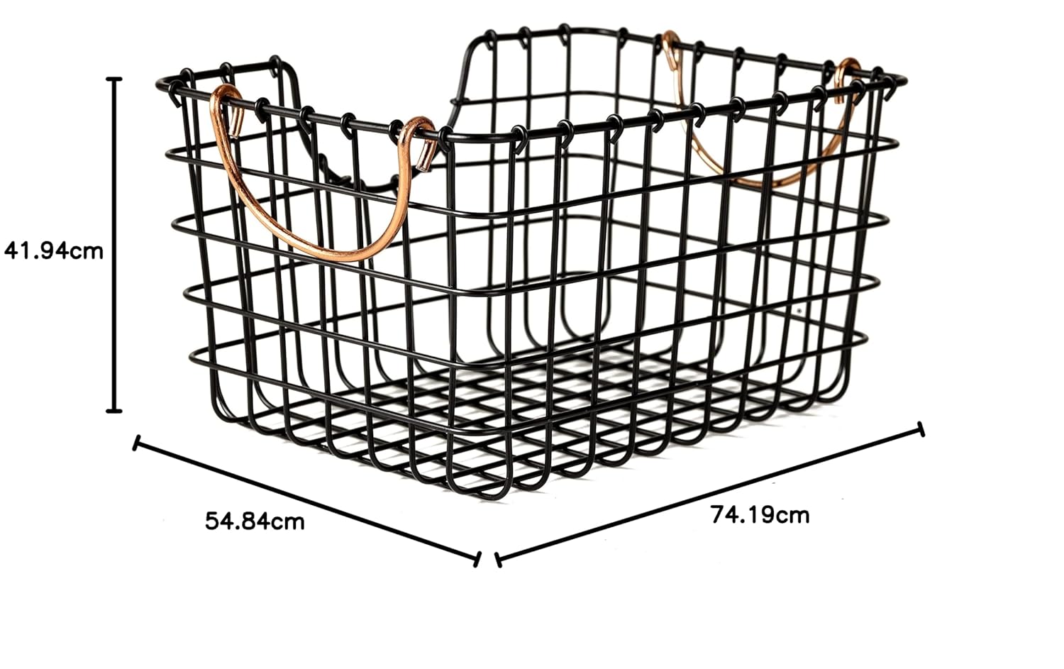 Black Metal Wire Storage Basket with Handle | Kitchen & Pantry Organizer