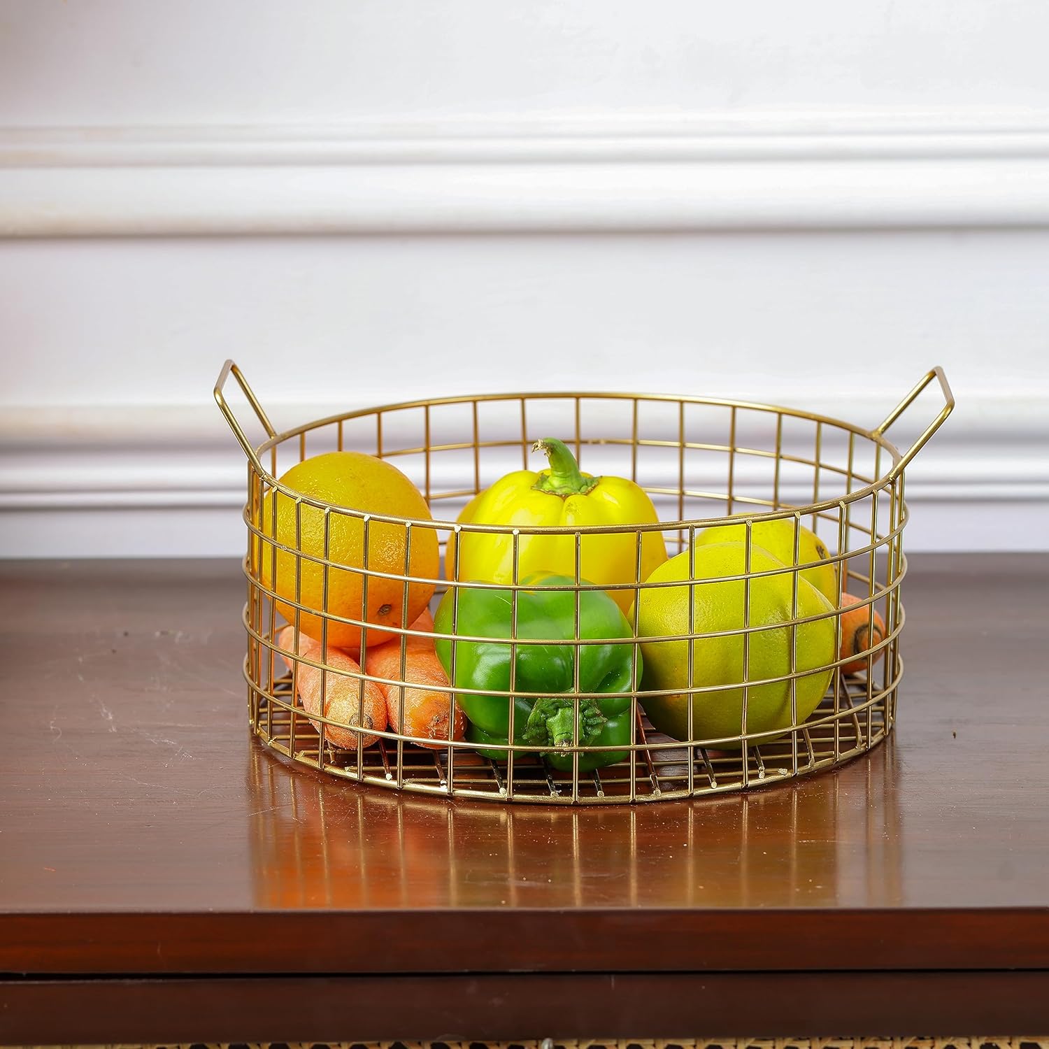 Decorative Gold Wire Basket | Multipurpose Fruit & Vegetable Holder