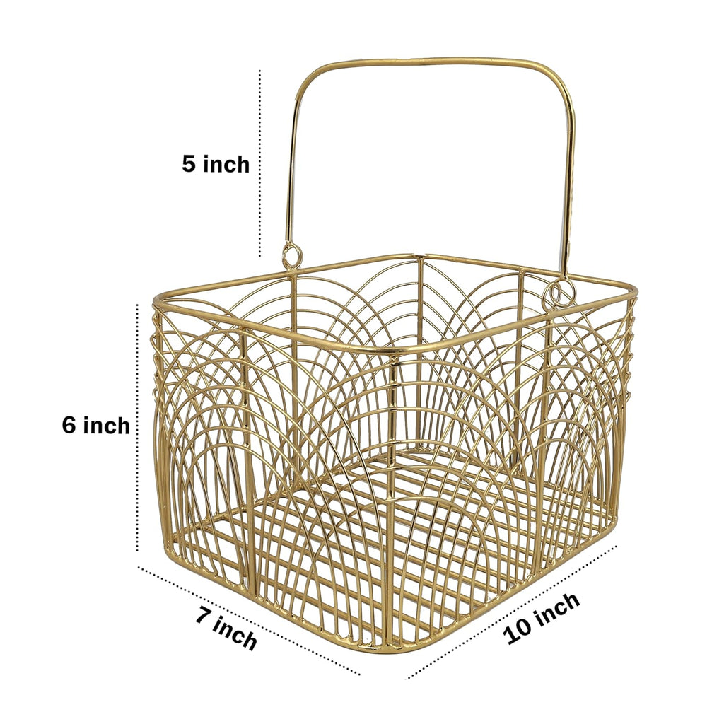 Metal Square Gold Plated Decorative Gifting Basket