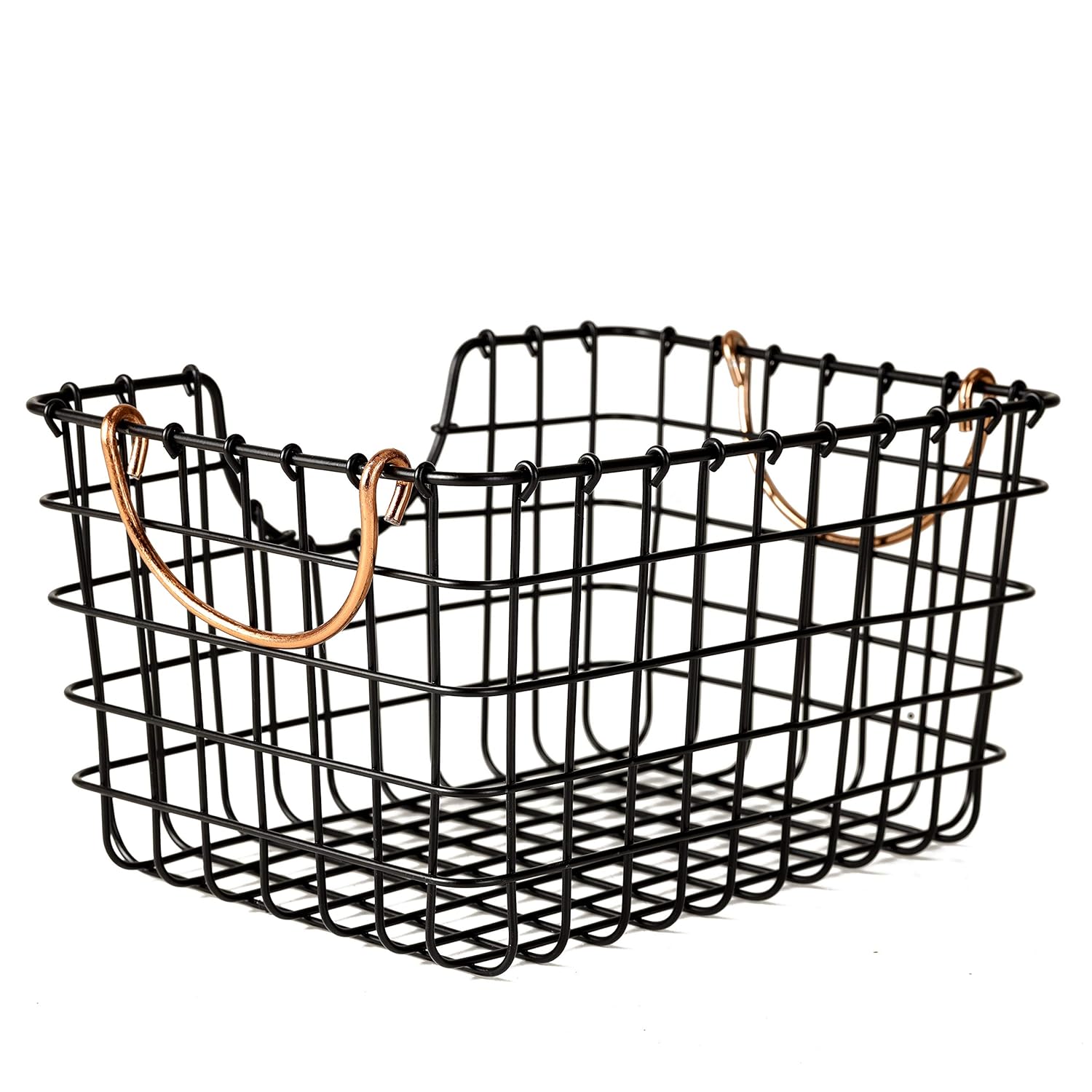 Black Metal Wire Storage Basket with Handle | Kitchen & Pantry Organizer