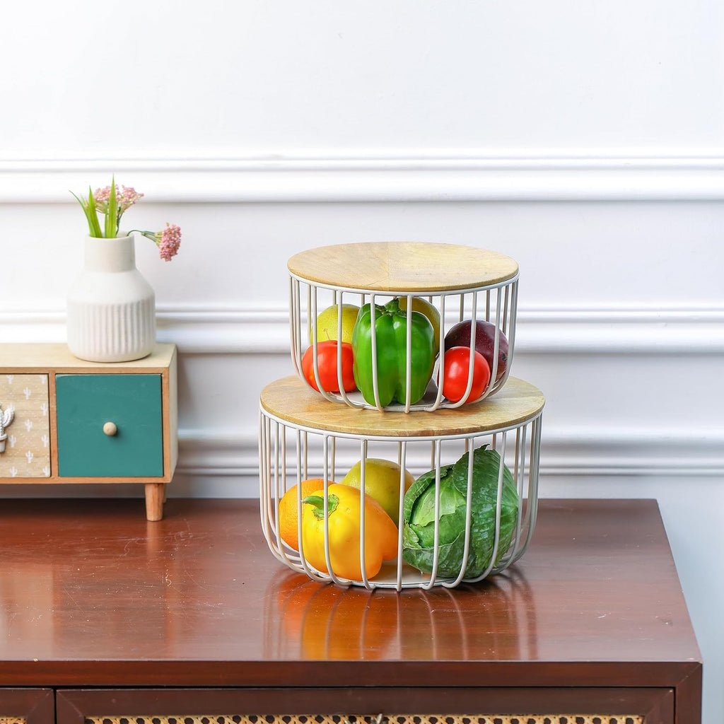 Double Layer Fruit Storage Basket | Kitchen Counter Fruit Organizer