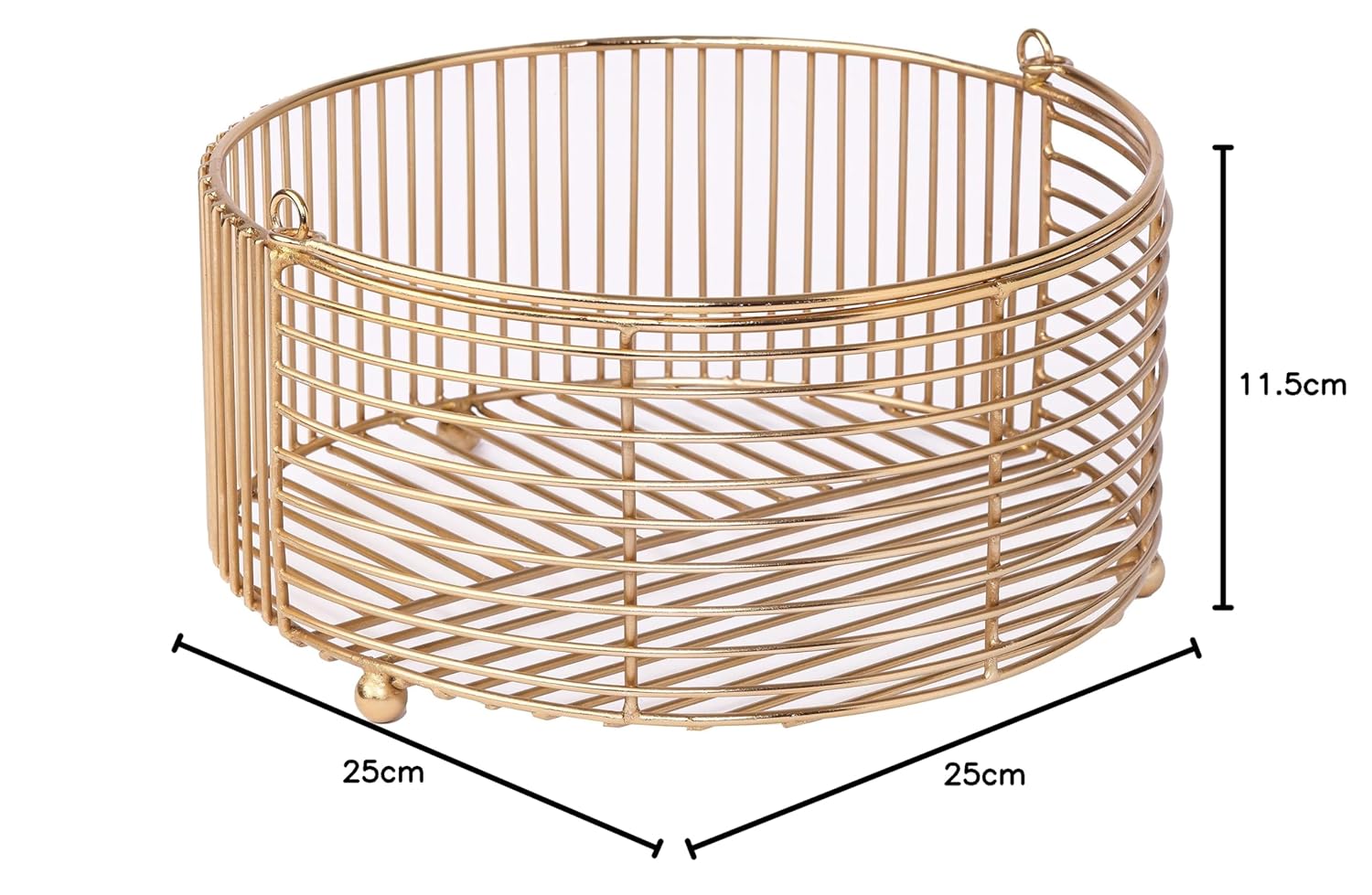 Decorative Metal Storage Basket | Countertop Organizer with Handles