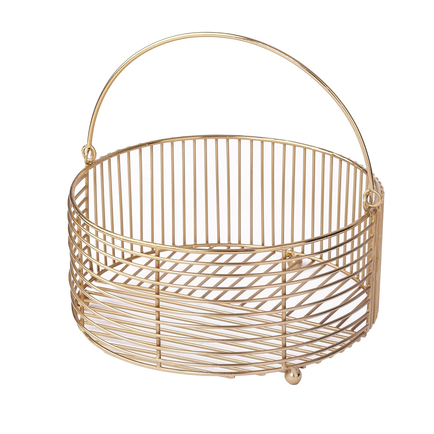 Decorative Metal Storage Basket | Countertop Organizer with Handles