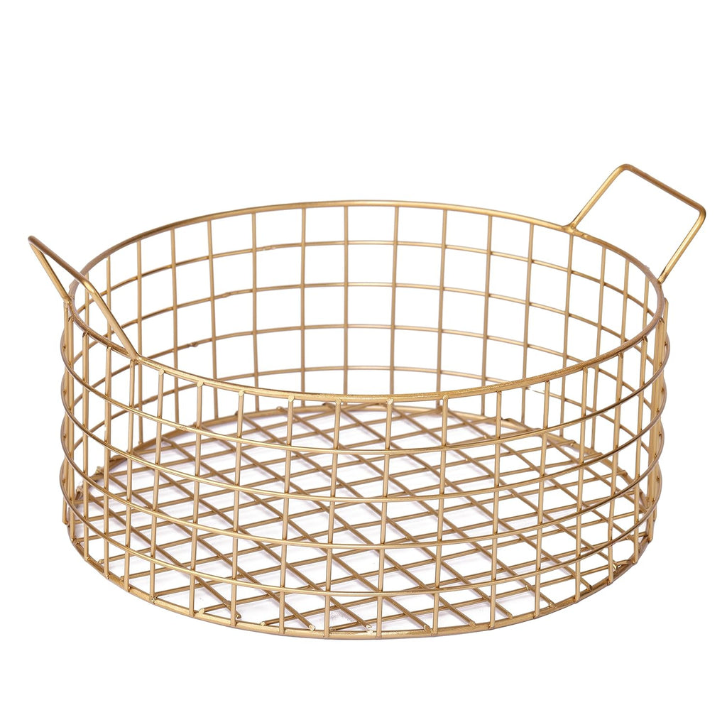 Decorative Gold Wire Basket | Multipurpose Fruit & Vegetable Holder
