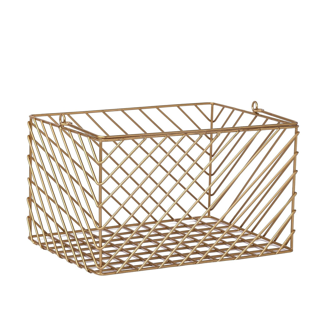 Decorative Gold Storage Basket | Metal Wire Shelf Organizer