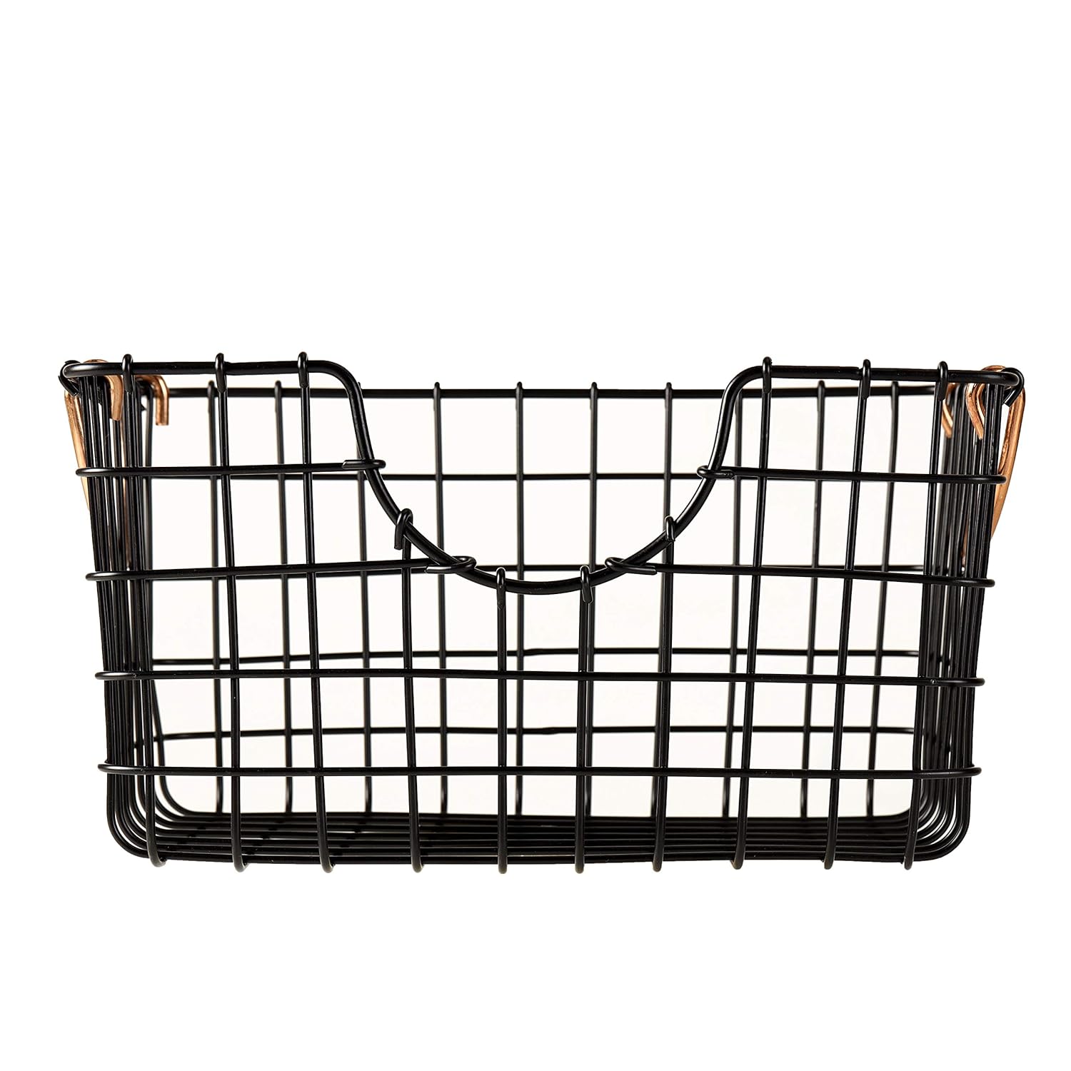 Black Metal Wire Storage Basket with Handle | Kitchen & Pantry Organizer