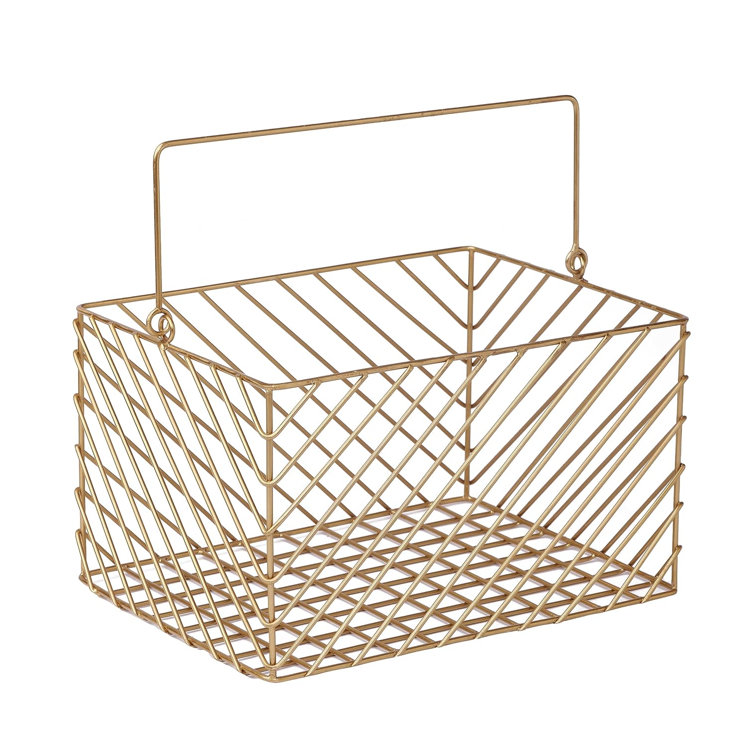 Decorative Gold Storage Basket | Metal Wire Shelf Organizer