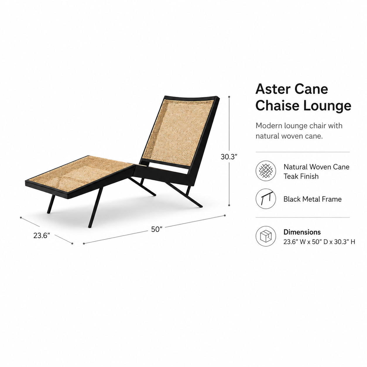 Aster Cane Chaise Lounge Chair
