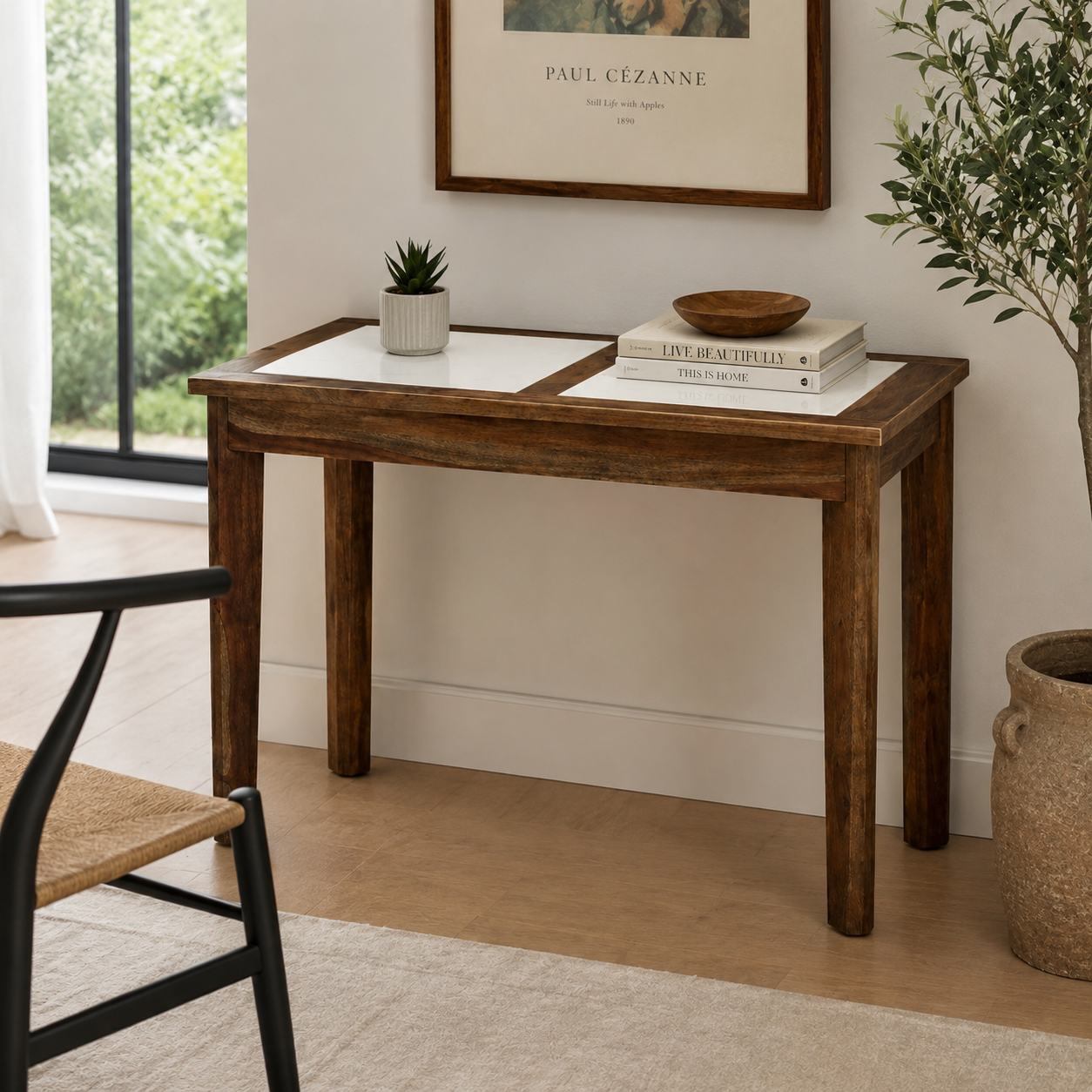 Walnut Finish Accent Table
