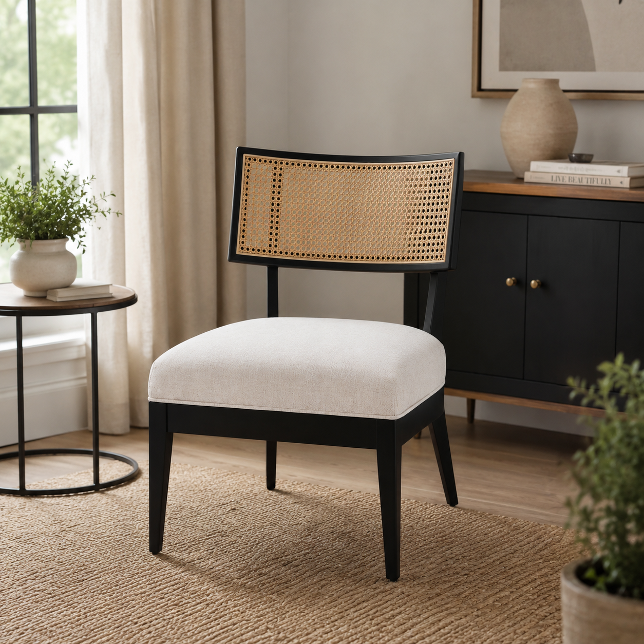 Modern Cane Accent Chair