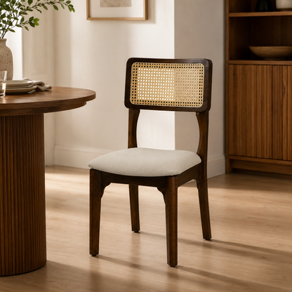 Solid Wood Cane Back Dining Chair