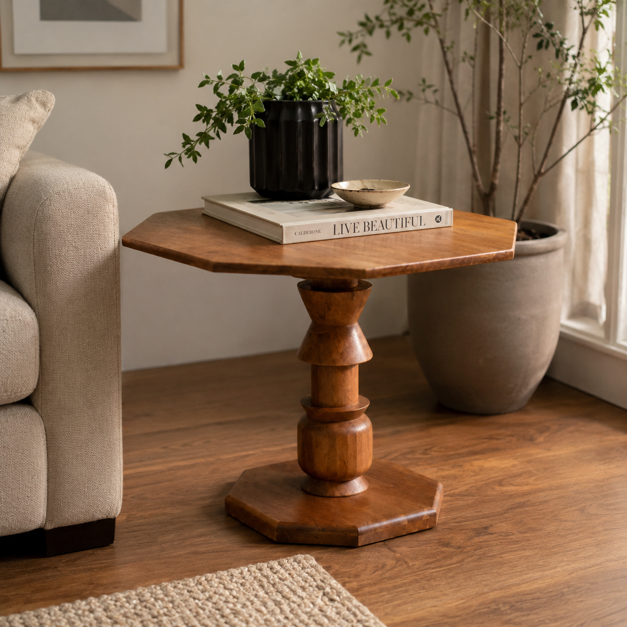 Modern Pedestal End Table