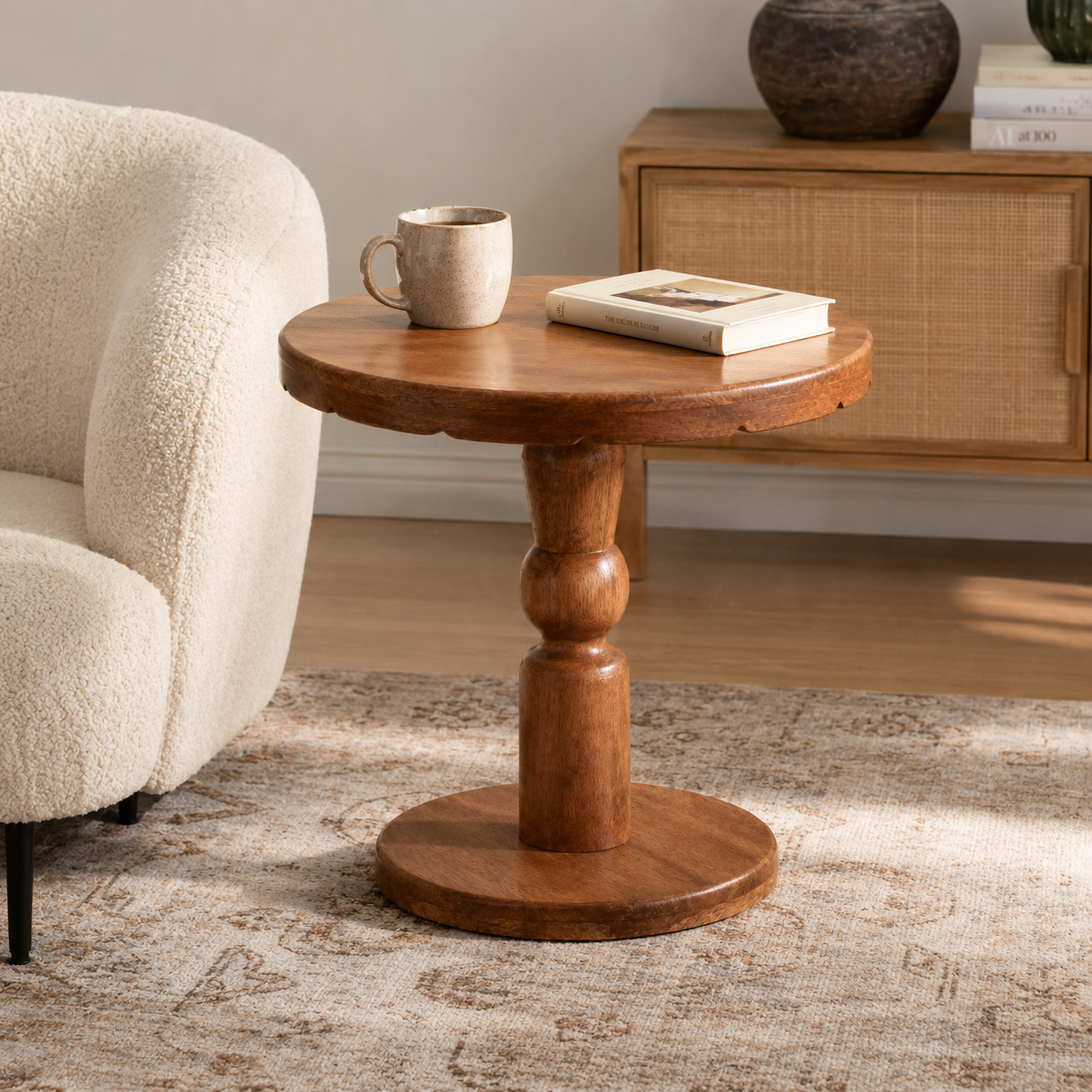Modern Pedestal End Table