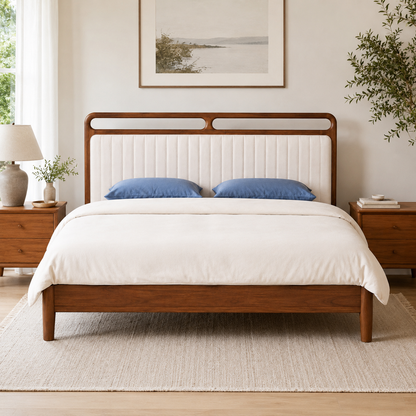 Modern Upholstered Solid Wood Bed Frame
