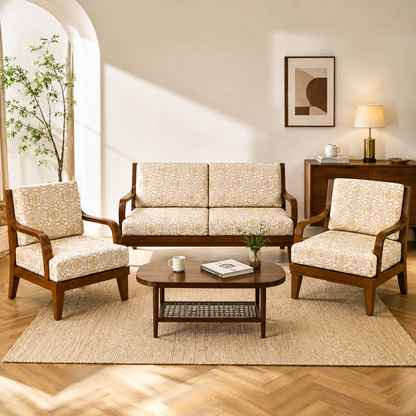 Solid Wood Living Room Sofa Set